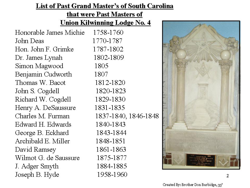 Past Grand Masters - South Carolina Grand Lodge Ancient Free Masons - Grand  Lodge of Ancient Free Masons of South Carolina